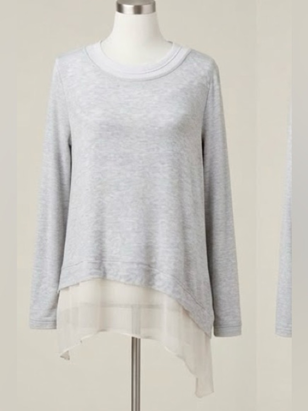 Matty M Layered Chiffon-Hem "Twofer" Pullover